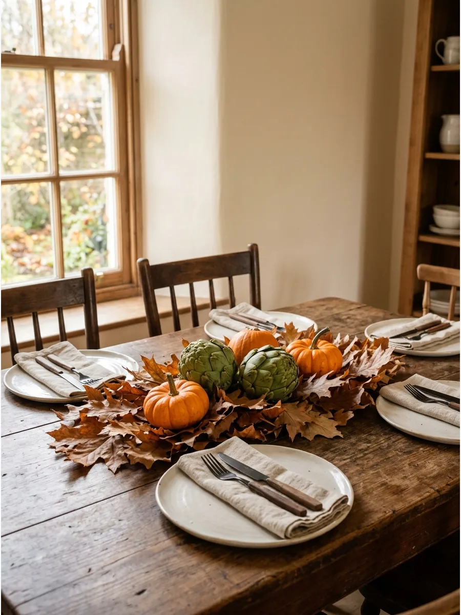 14. Artichoke and Pumpkin Centerpiece
