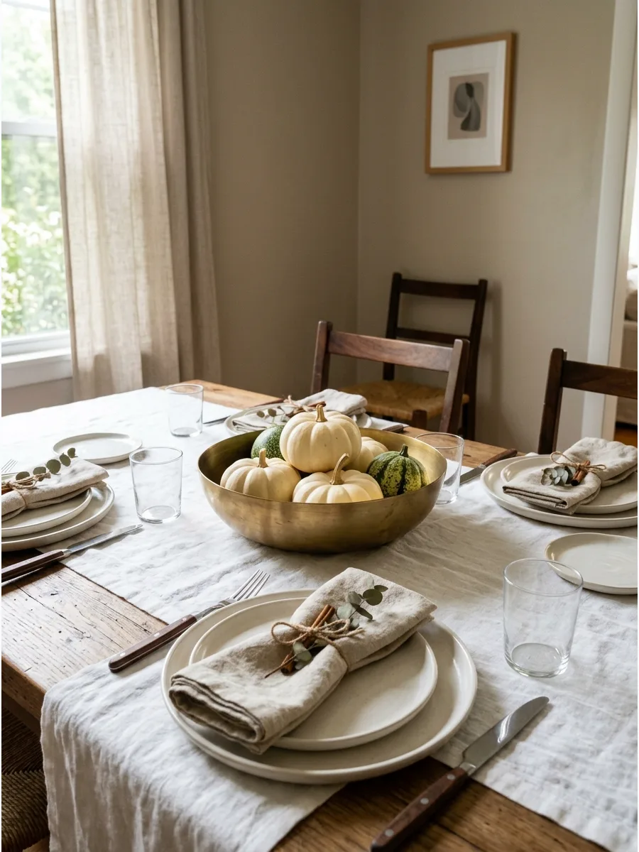 18. Brass Bowl Pumpkin Display
