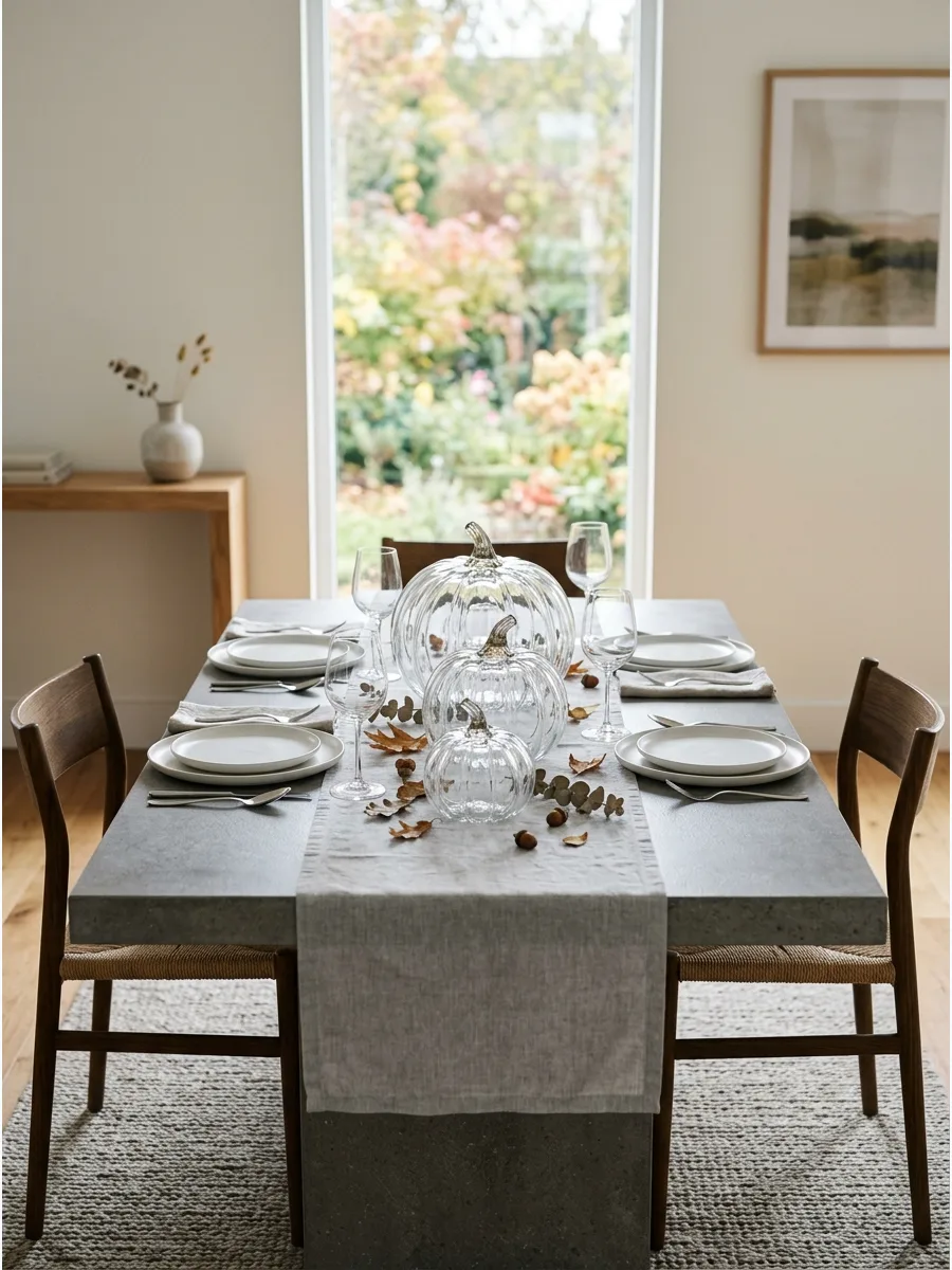 20. Clear Glass Pumpkin Display