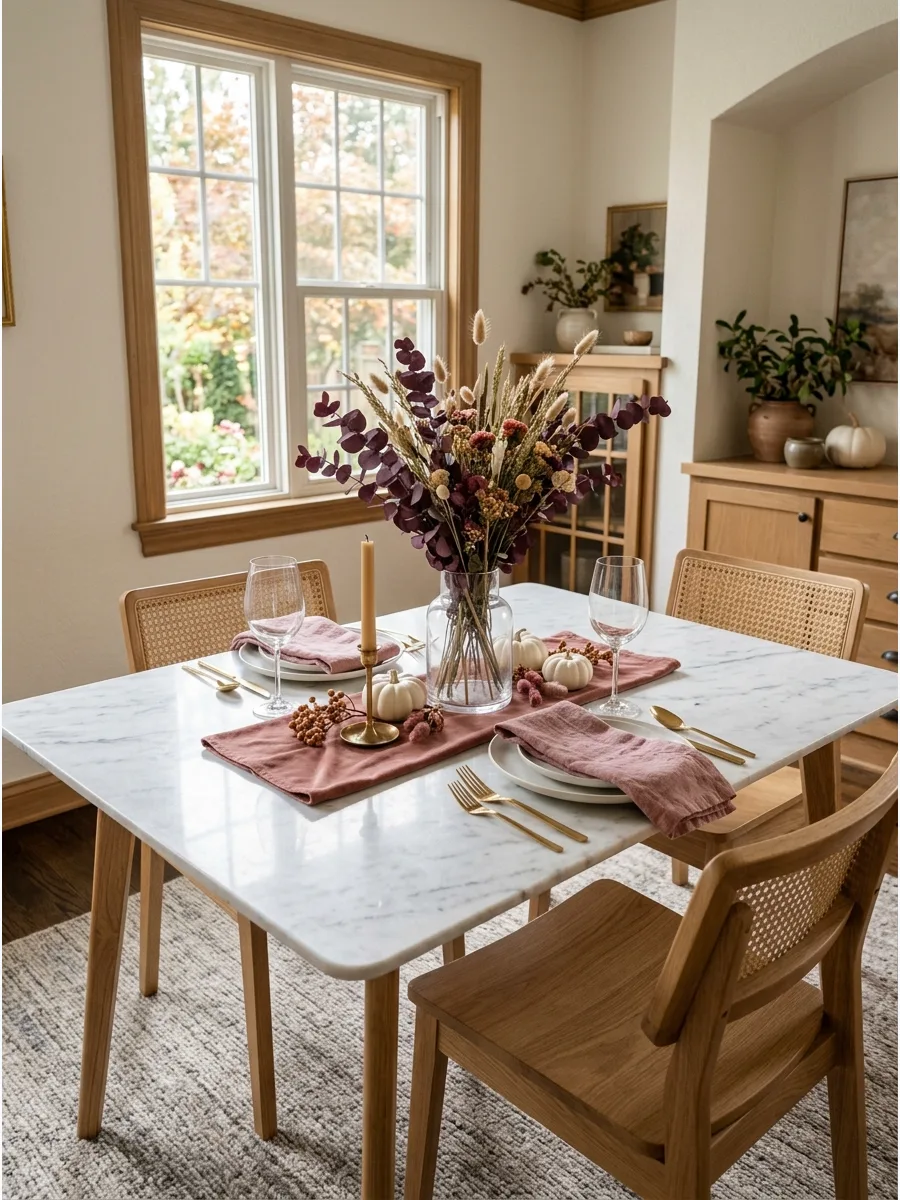 28. Plum and Dusty Rose Fall Table