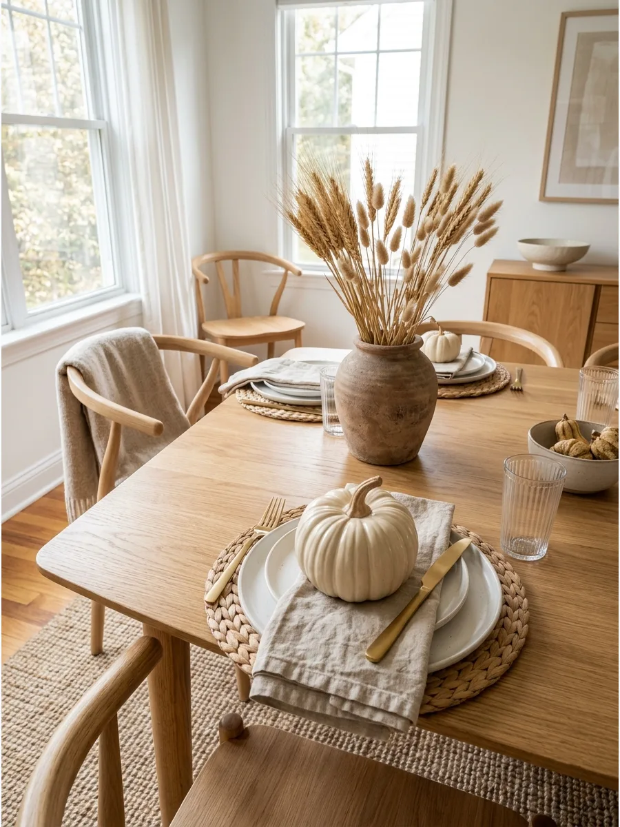 31. All-Neutral Fall Dining Table