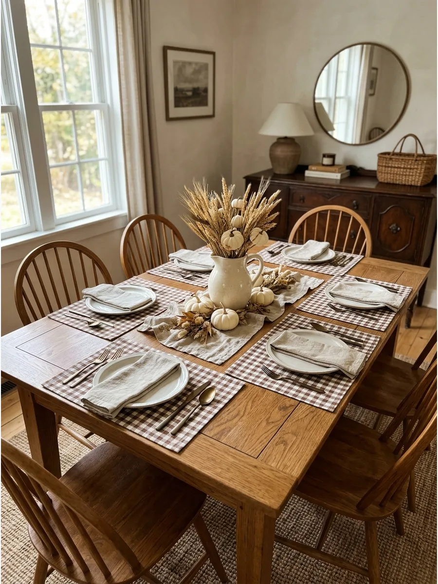 34. Brown Gingham Place Settings