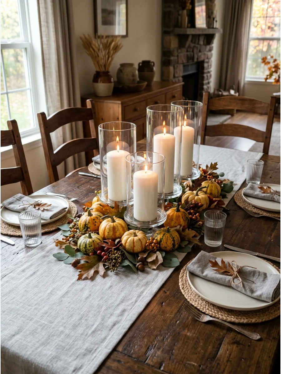 47. Hurricane Candle Centerpiece