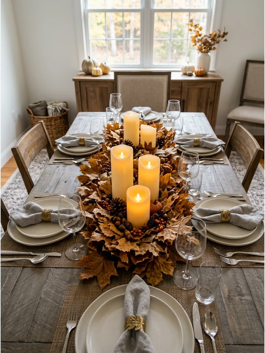 48. Flameless Candle Fall Table