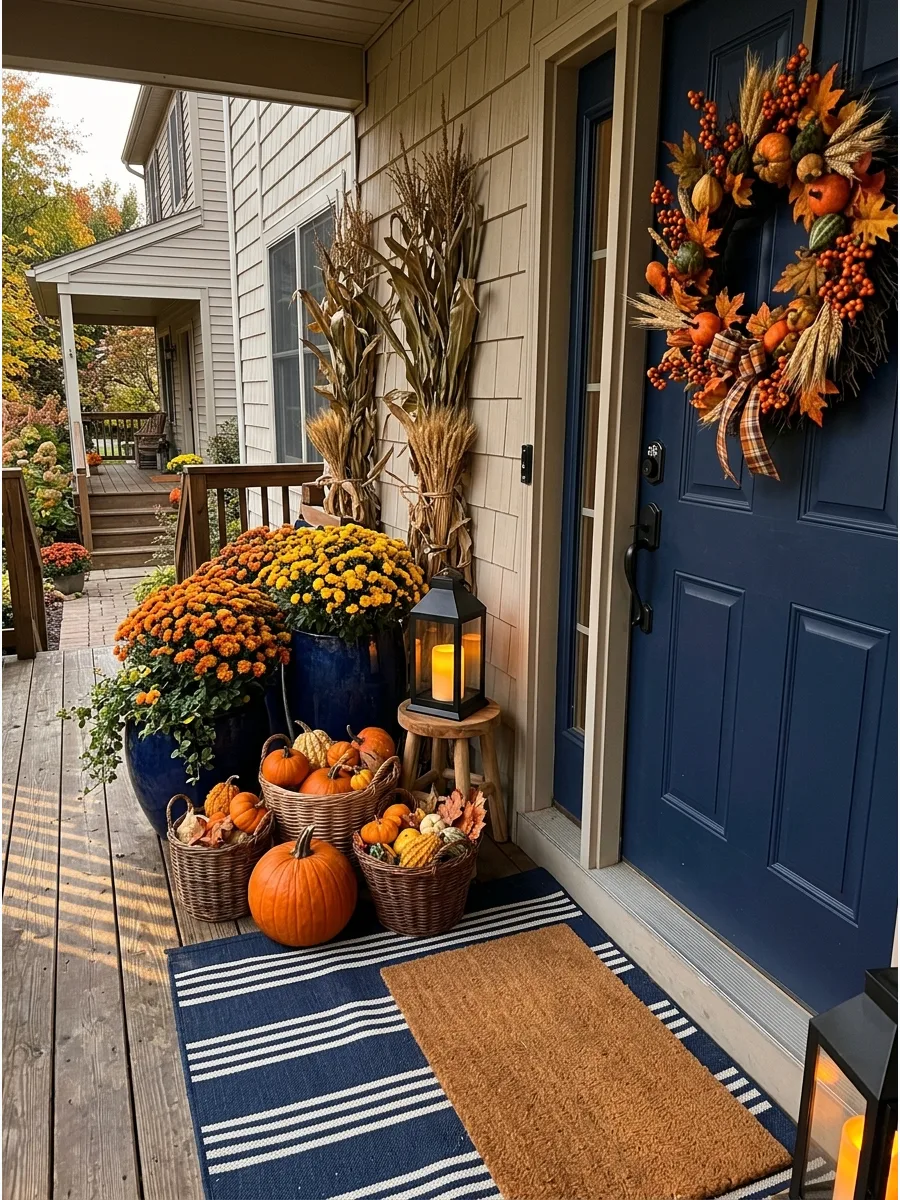 13. Blue and Orange Fall Porch