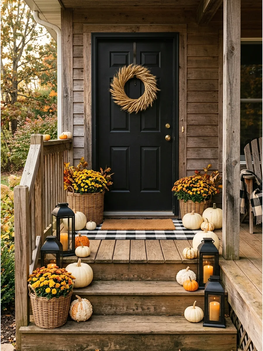14. Black Front Door Fall Display