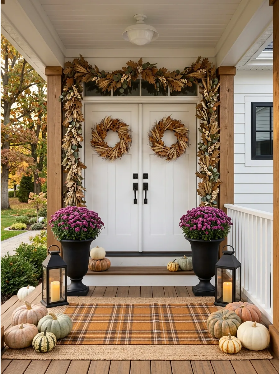 3. Symmetrical Fall Front Porch