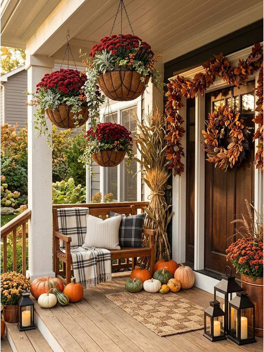 36. Fall Hanging Basket Display