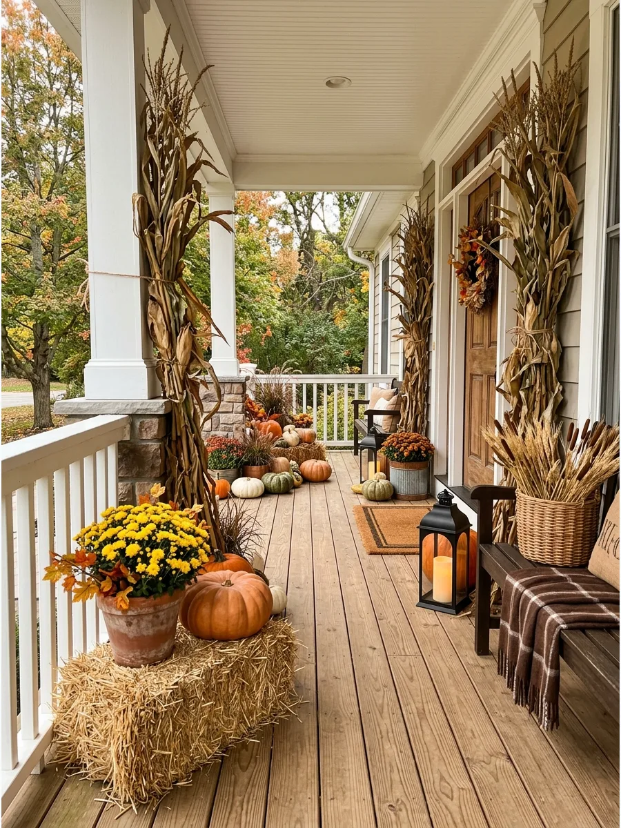39. Hay Bale Fall Porch Display