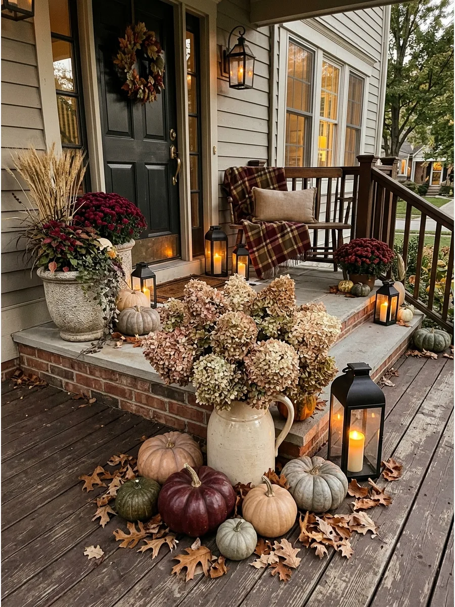 49. Dried Hydrangea Front Porch