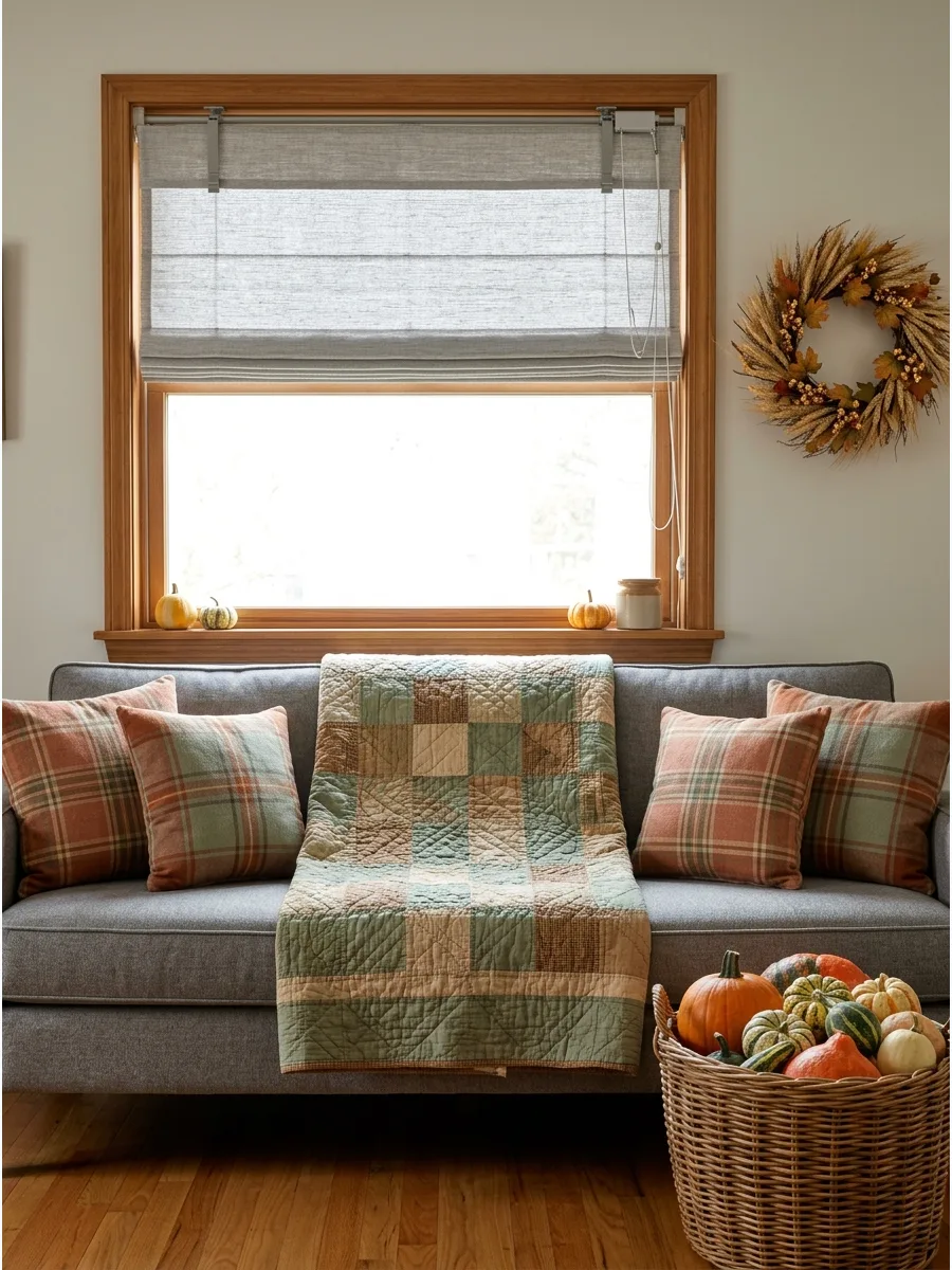 12. Drape a Vintage Quilt Over the Sofa