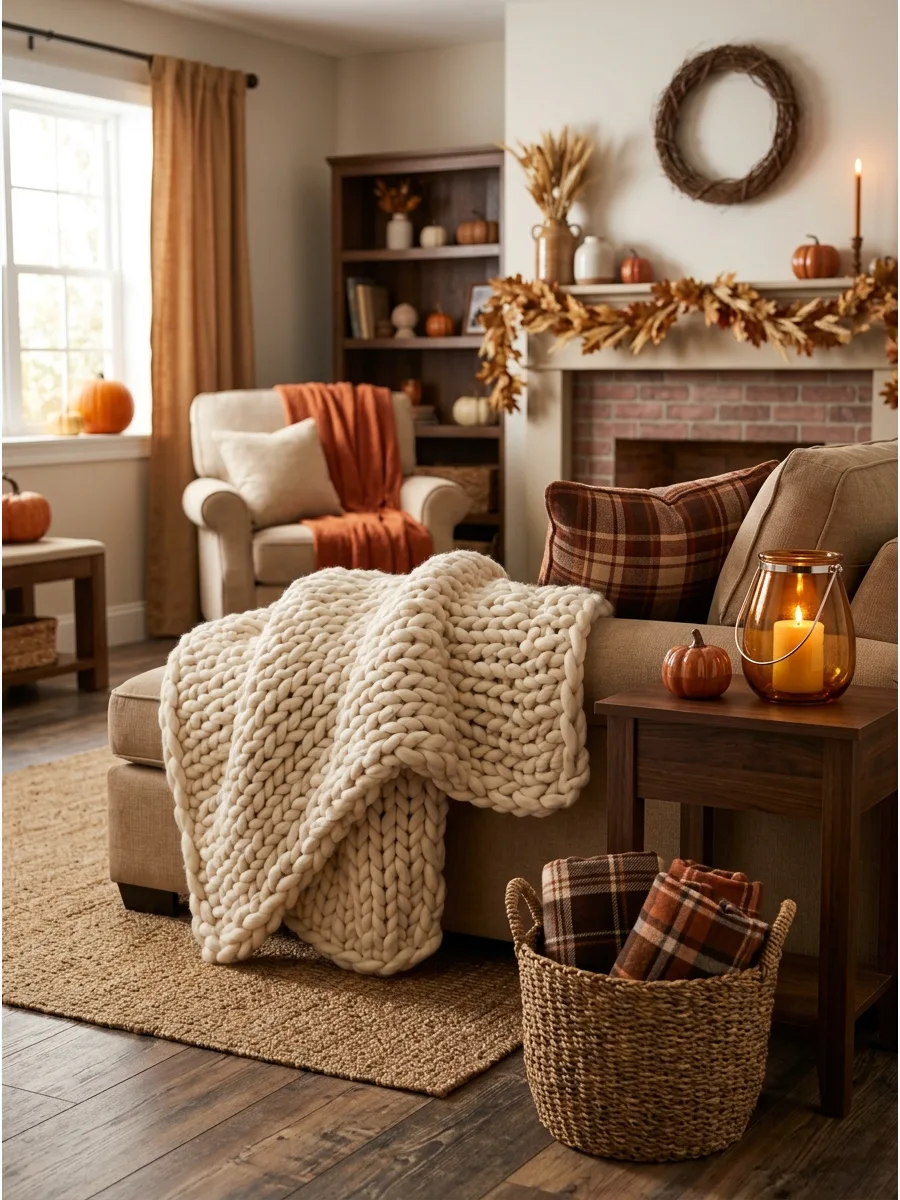 13. Add a Chunky Knit Throw