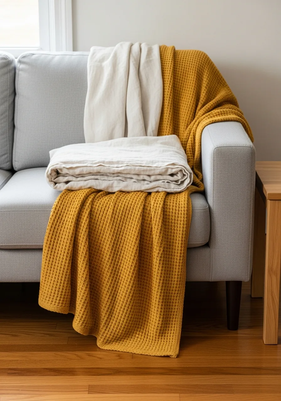 13. Double-Draped Sofa Throw Layers