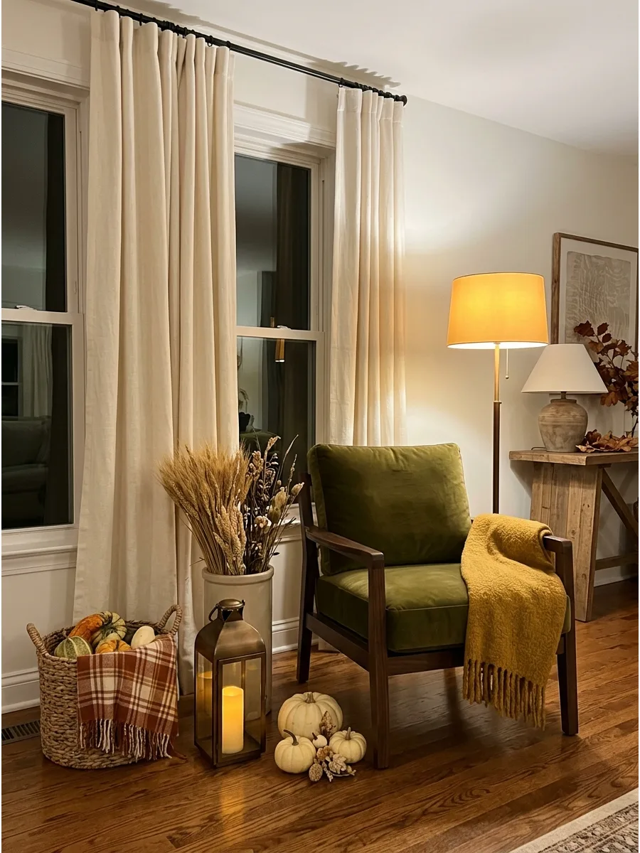 2. Create an Olive Green and Mustard Living Room