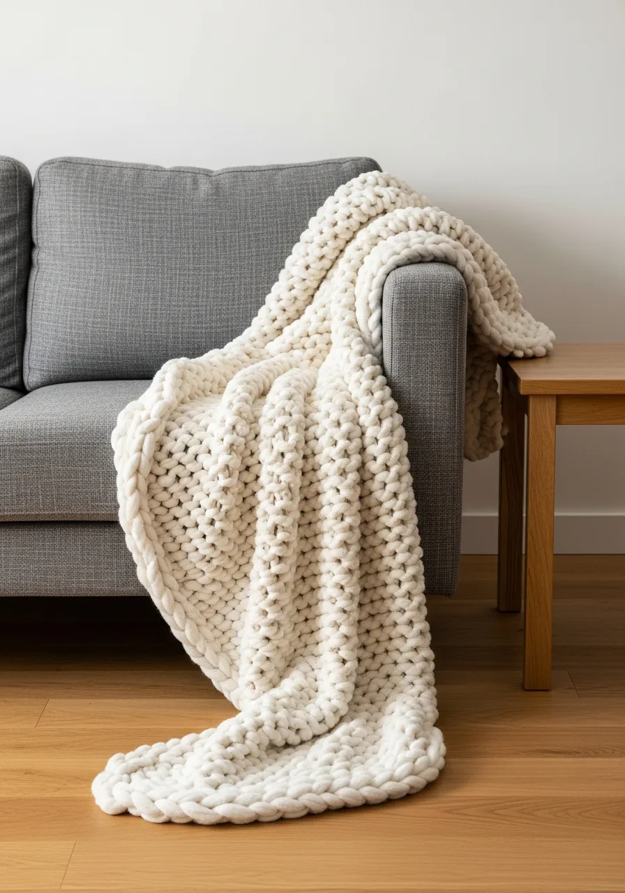 27. Asymmetrical Knit Blanket Styling