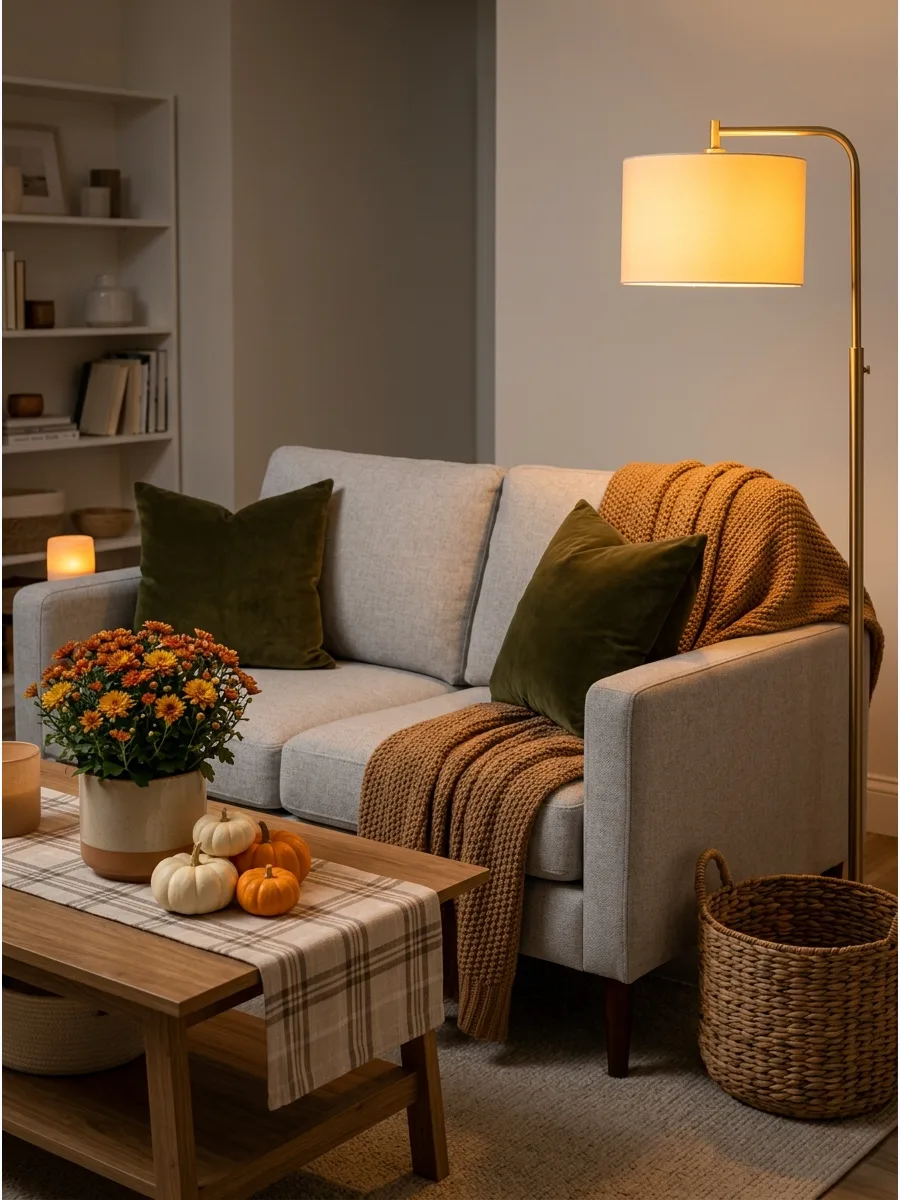 51. Refresh a Gray Sofa for Autumn