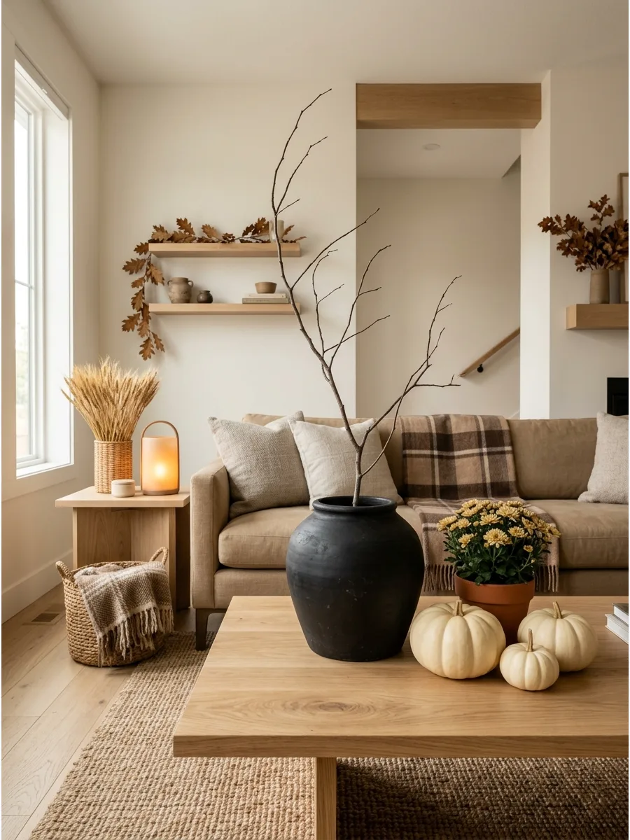 56. Create an Organic-Modern Fall Living Room