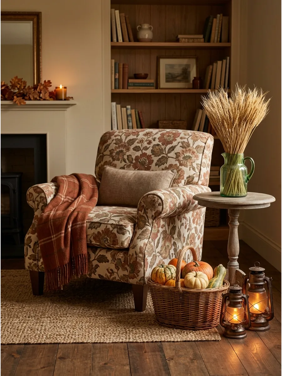 58. Style a Cottage-Inspired Fall Living Room