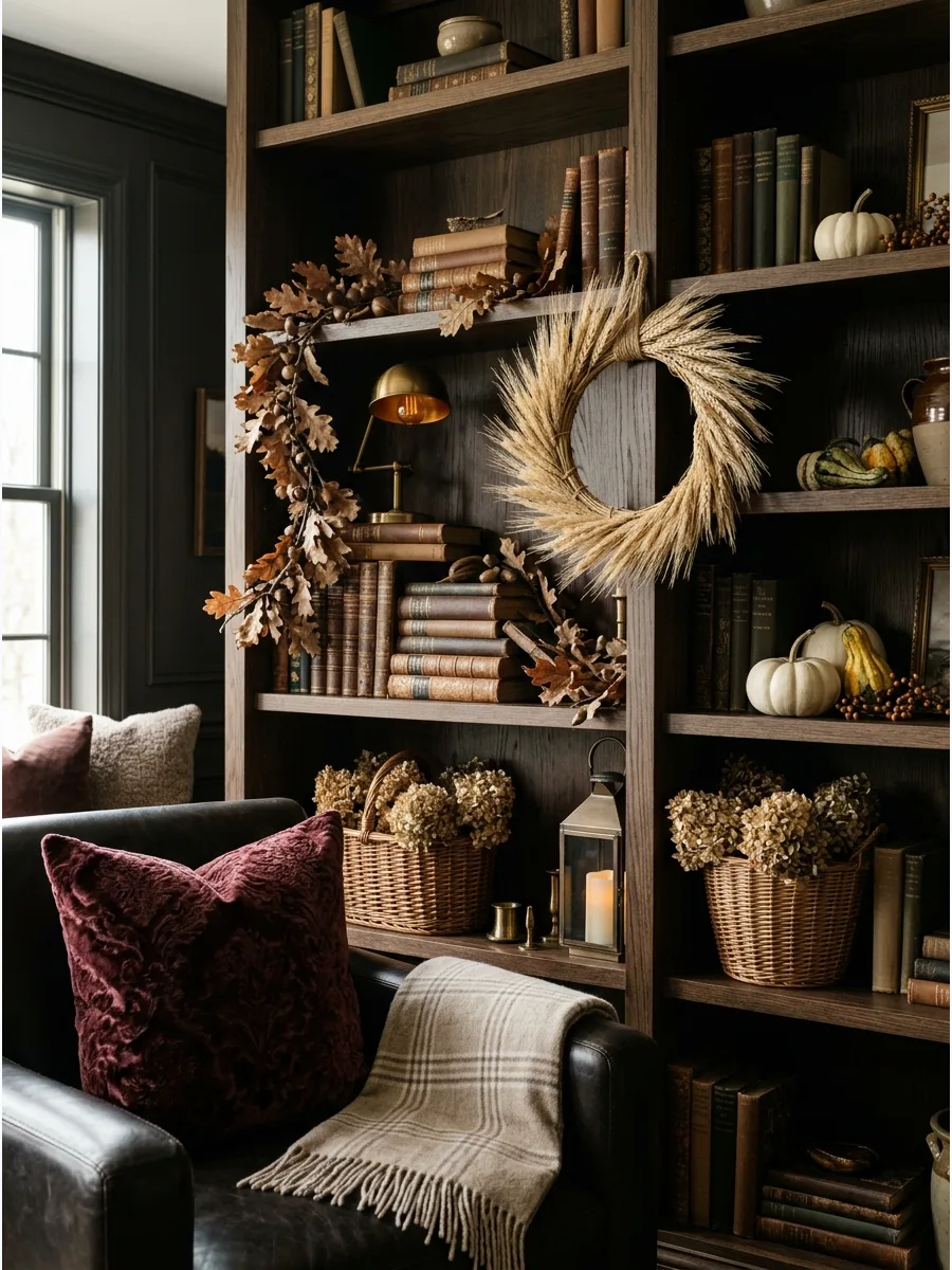 59. Create a Dark Academia Fall Living Room