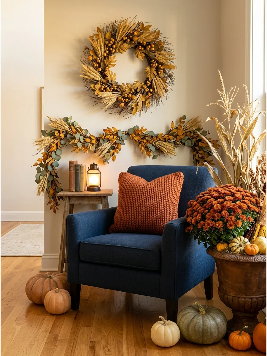 6. Mix Burnt Orange with Muted Blue