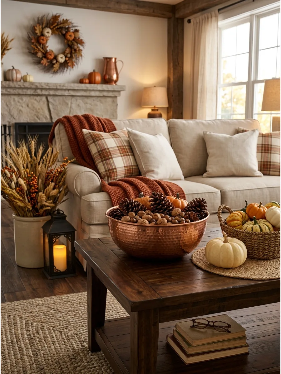 9. Add Copper Accents to the Living Room