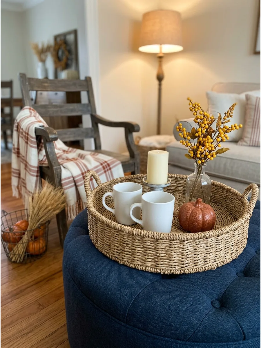 19. Round Woven Coffee-Table Tray