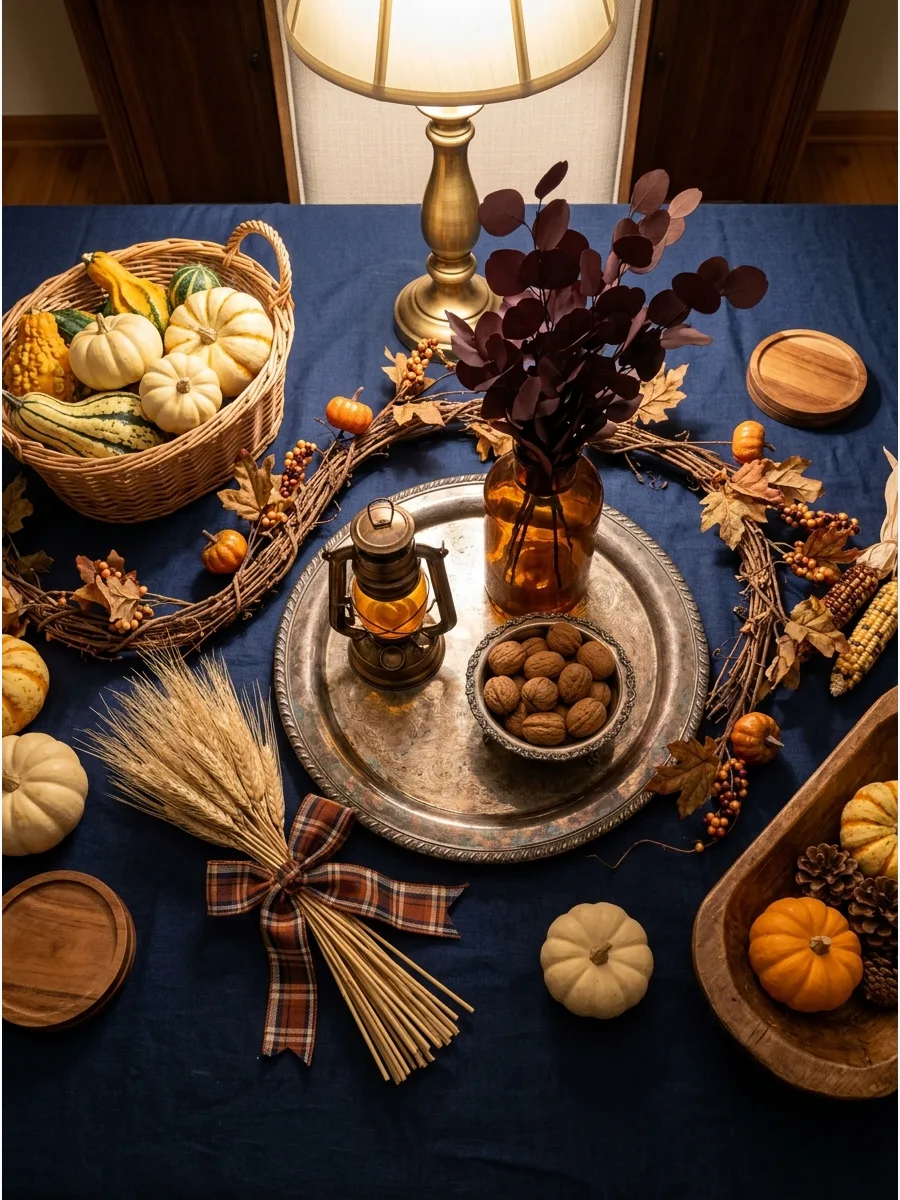 44. Antique Silver Autumn Tray