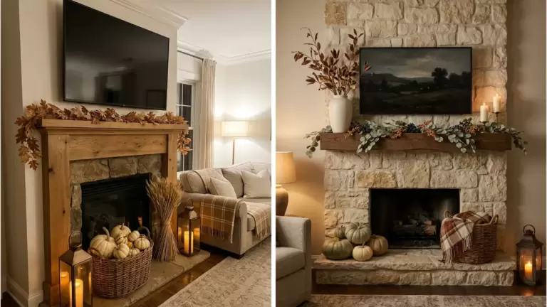 50 Fall Mantel Decor Ideas with a TV