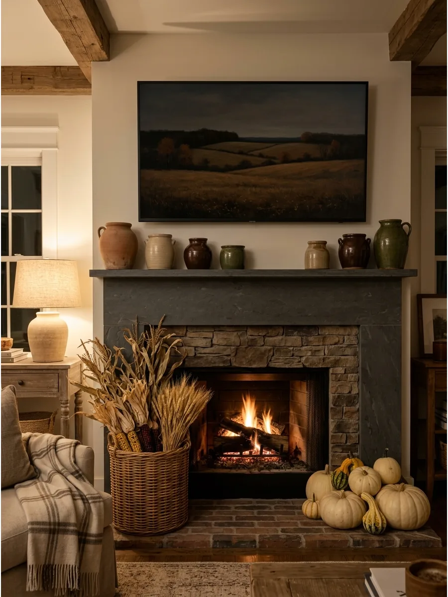 10. Mixed Pottery Fall Mantel