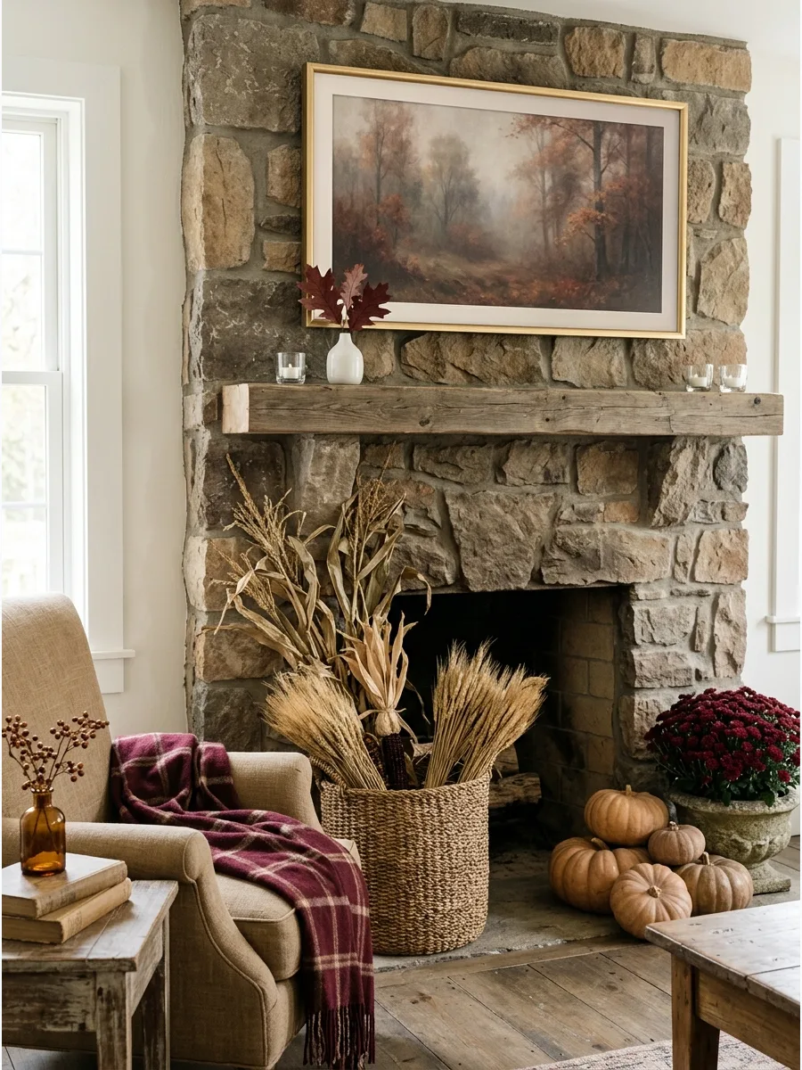 11. Frame TV with Autumn Landscape Art
