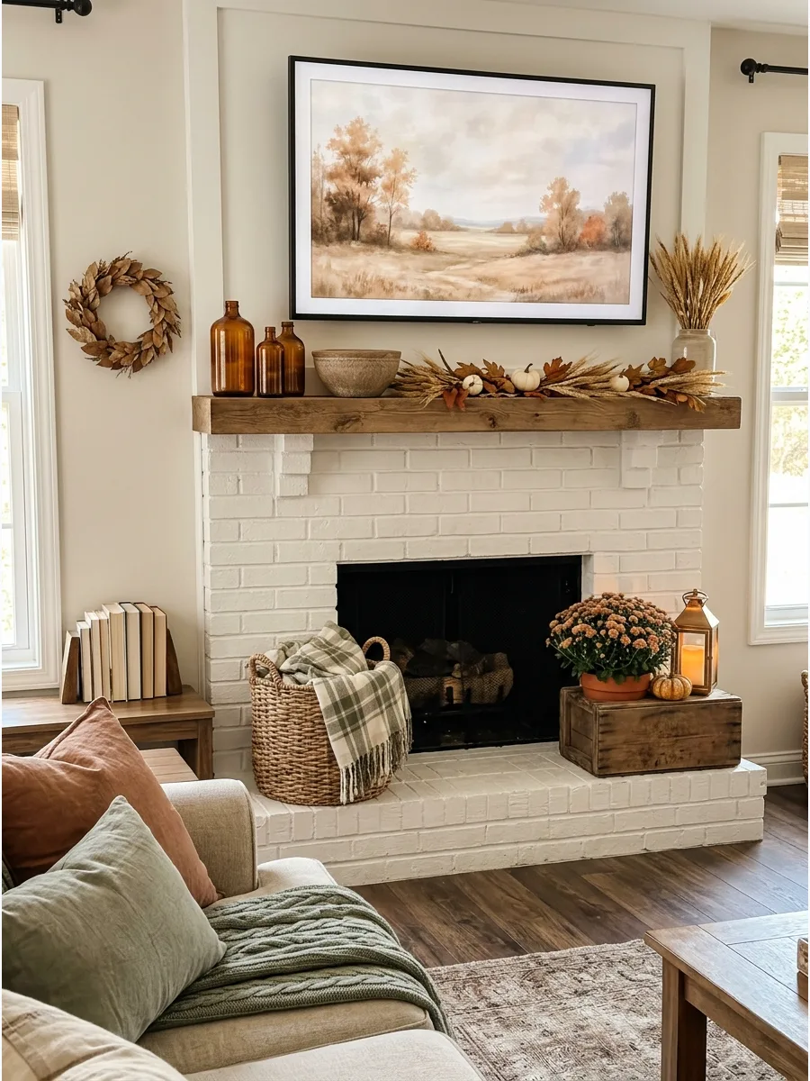 20. White Brick Fireplace Mantel