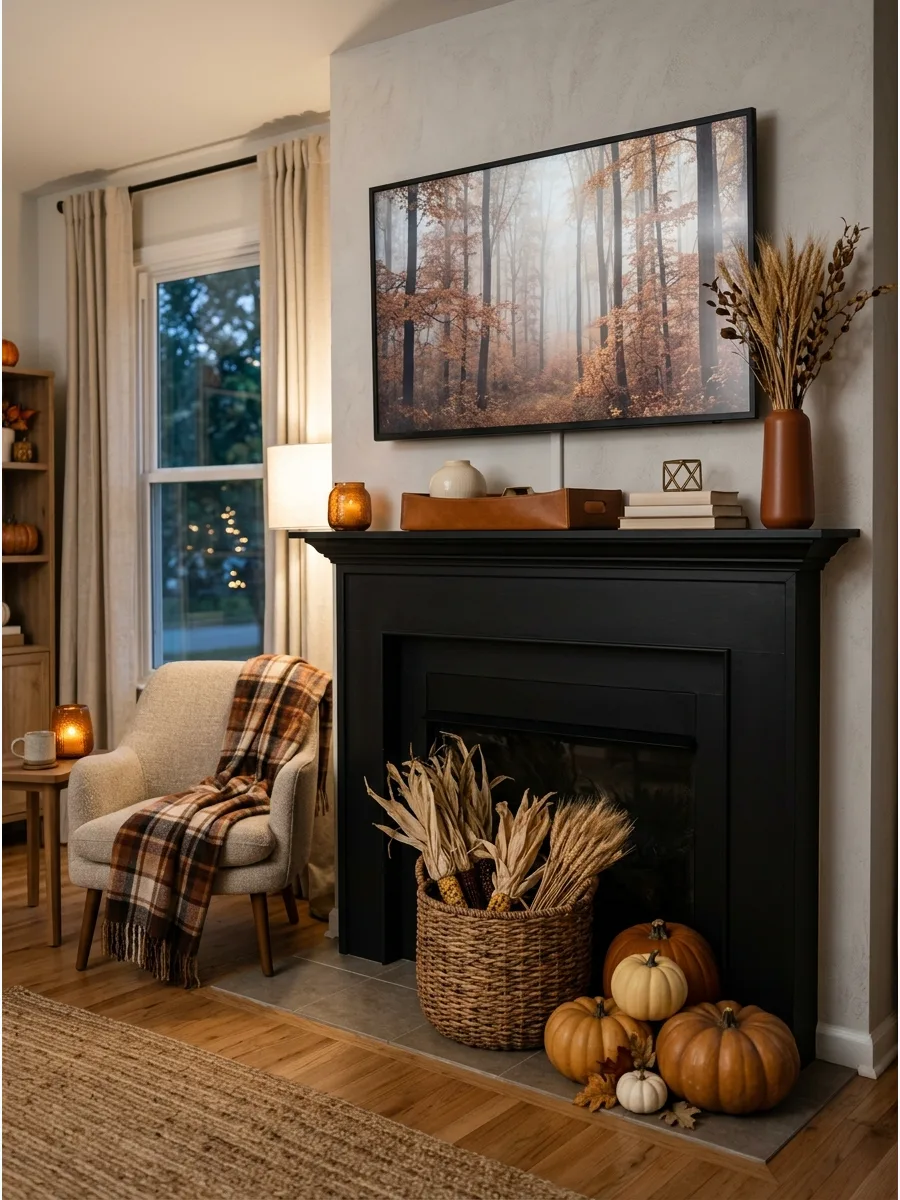 23. Modern Black Fireplace Mantel