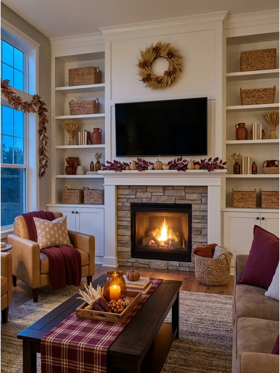 33. Built-In Shelving and Mantel Display
