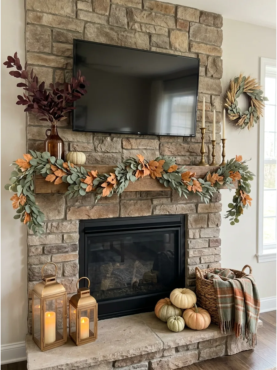 36. Antique Brass Fall Mantel