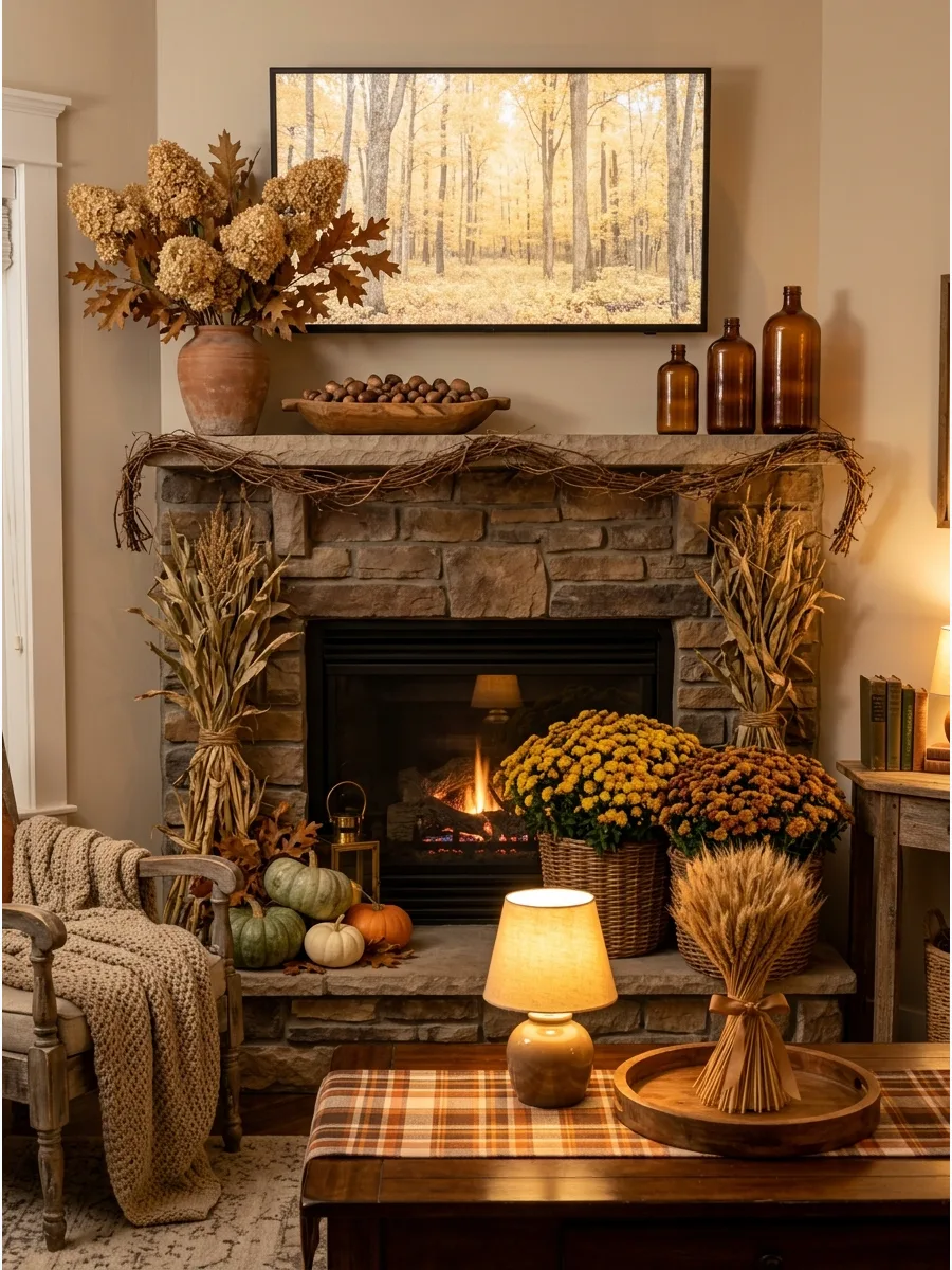 44. Pumpkin-Free Fall Mantel