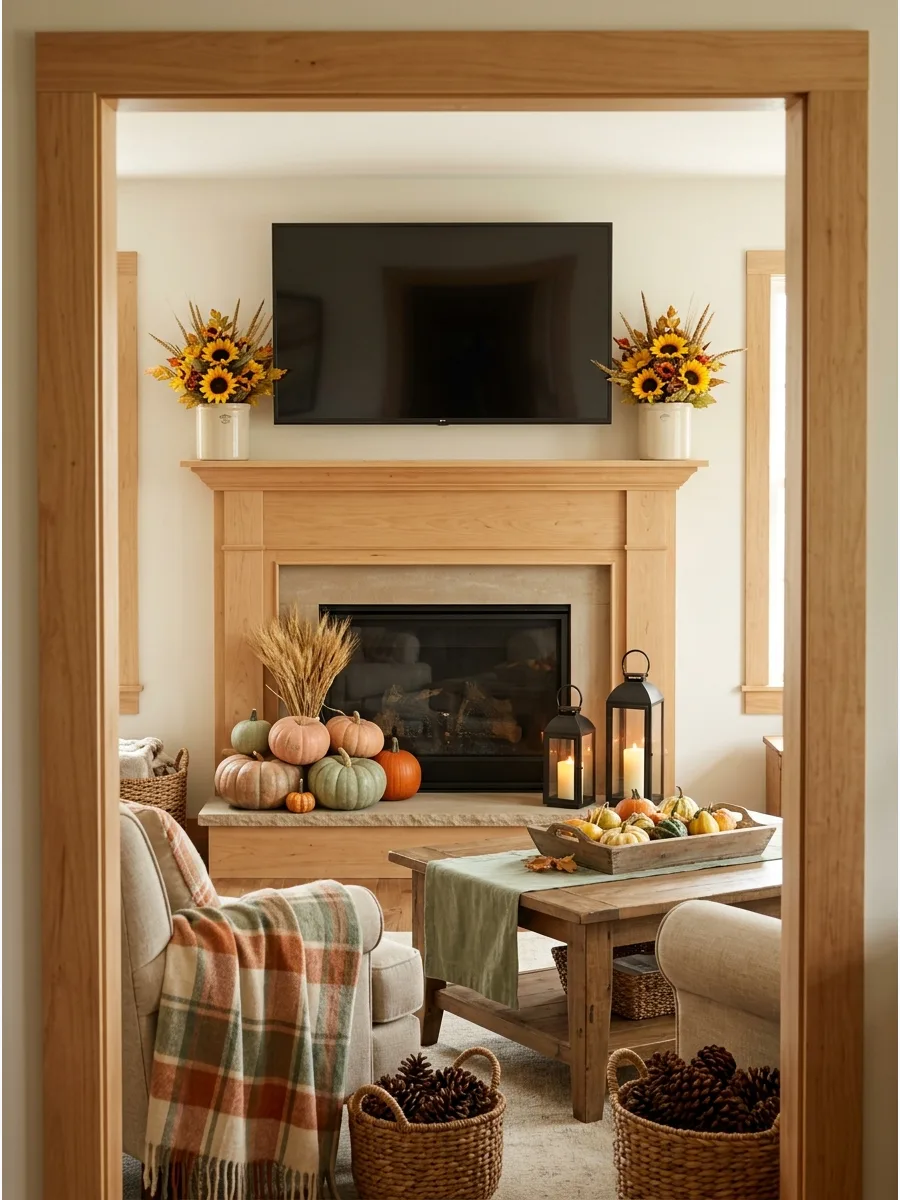 45. Early-Fall Sunflower Mantel