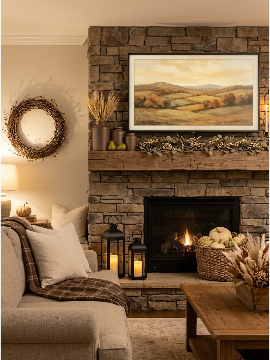 46. Late-Fall Thanksgiving Mantel