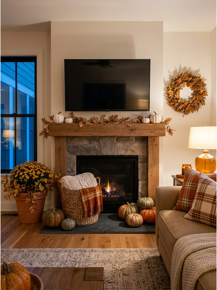 49. Coordinated Mantel and Hearth Decor