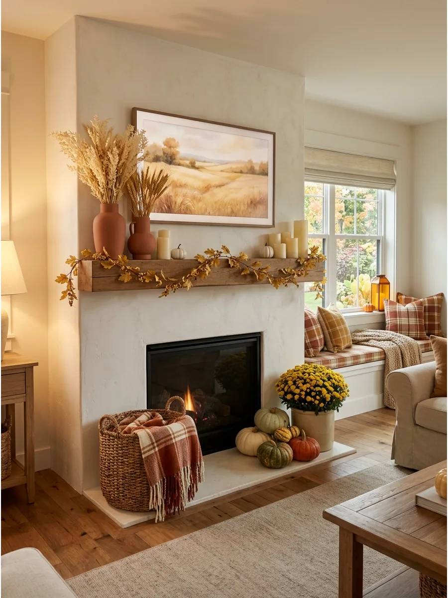 8. Terracotta and Cream Mantel