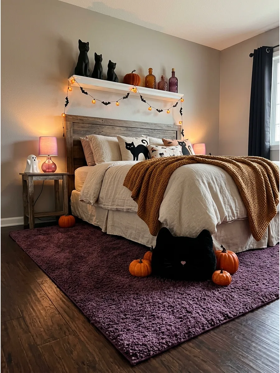 16. Black Cat Halloween Bedroom