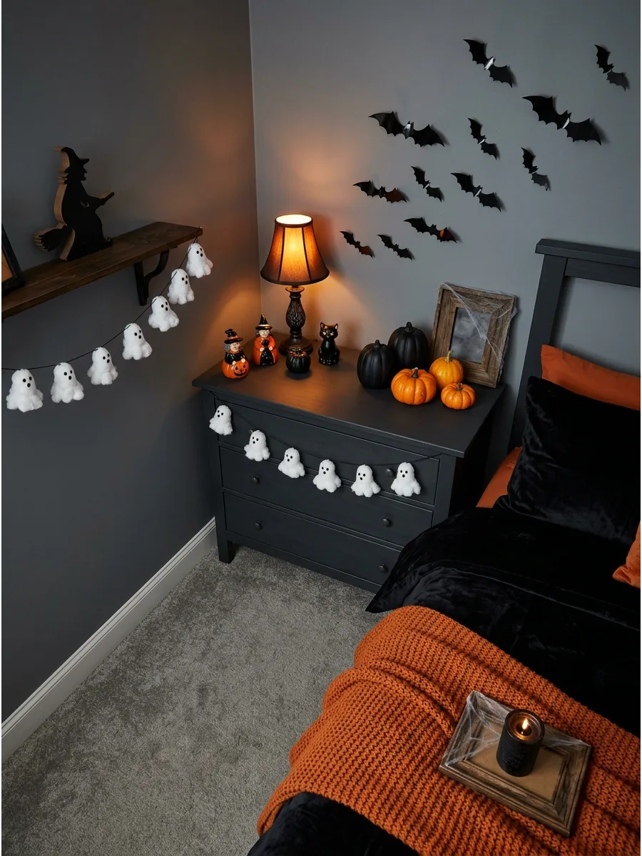 23. Ghost Garland Bedroom Decor