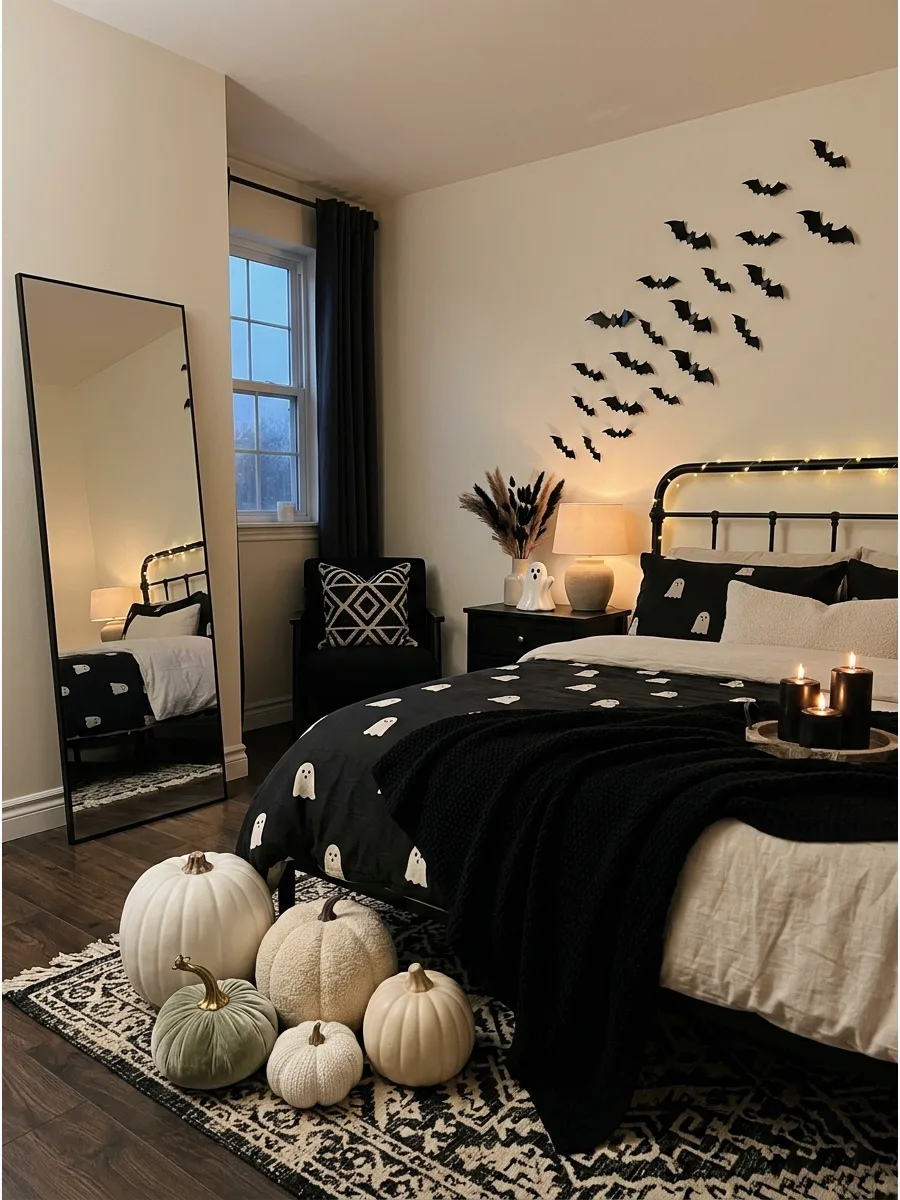 44. Pumpkin-Filled Bedroom Corner