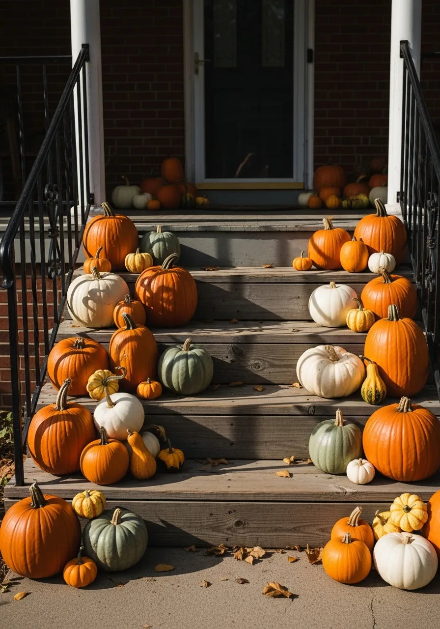 1. Classic Pumpkin Covered Porch