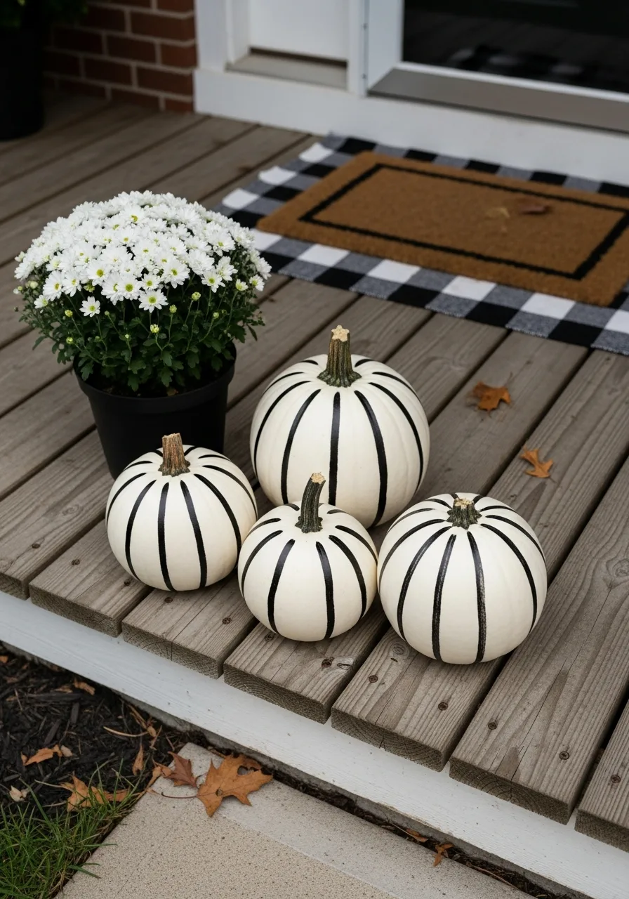 10. Black and White Halloween Porch