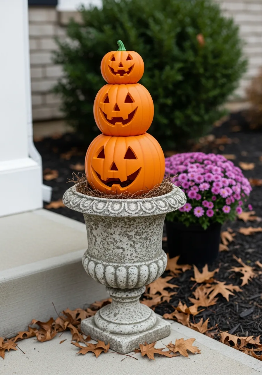 50. Stacked Jack o Lantern Towers