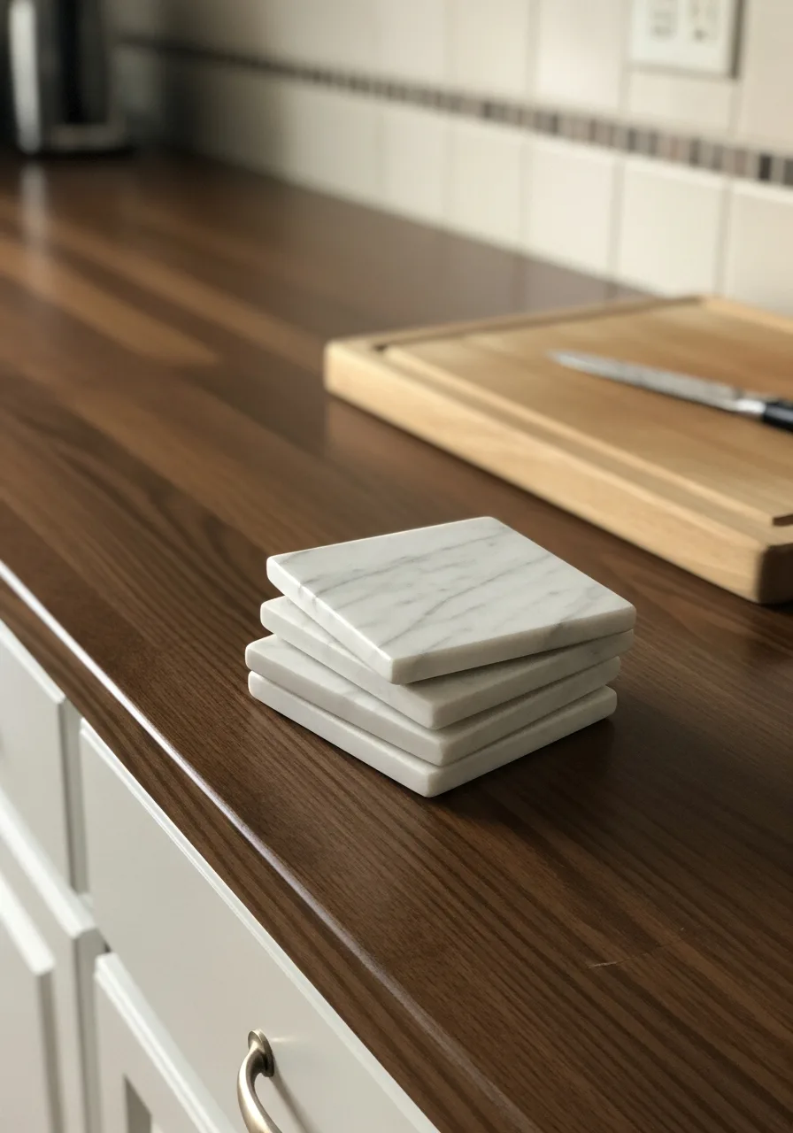 42. Polished Marble Coaster Stack