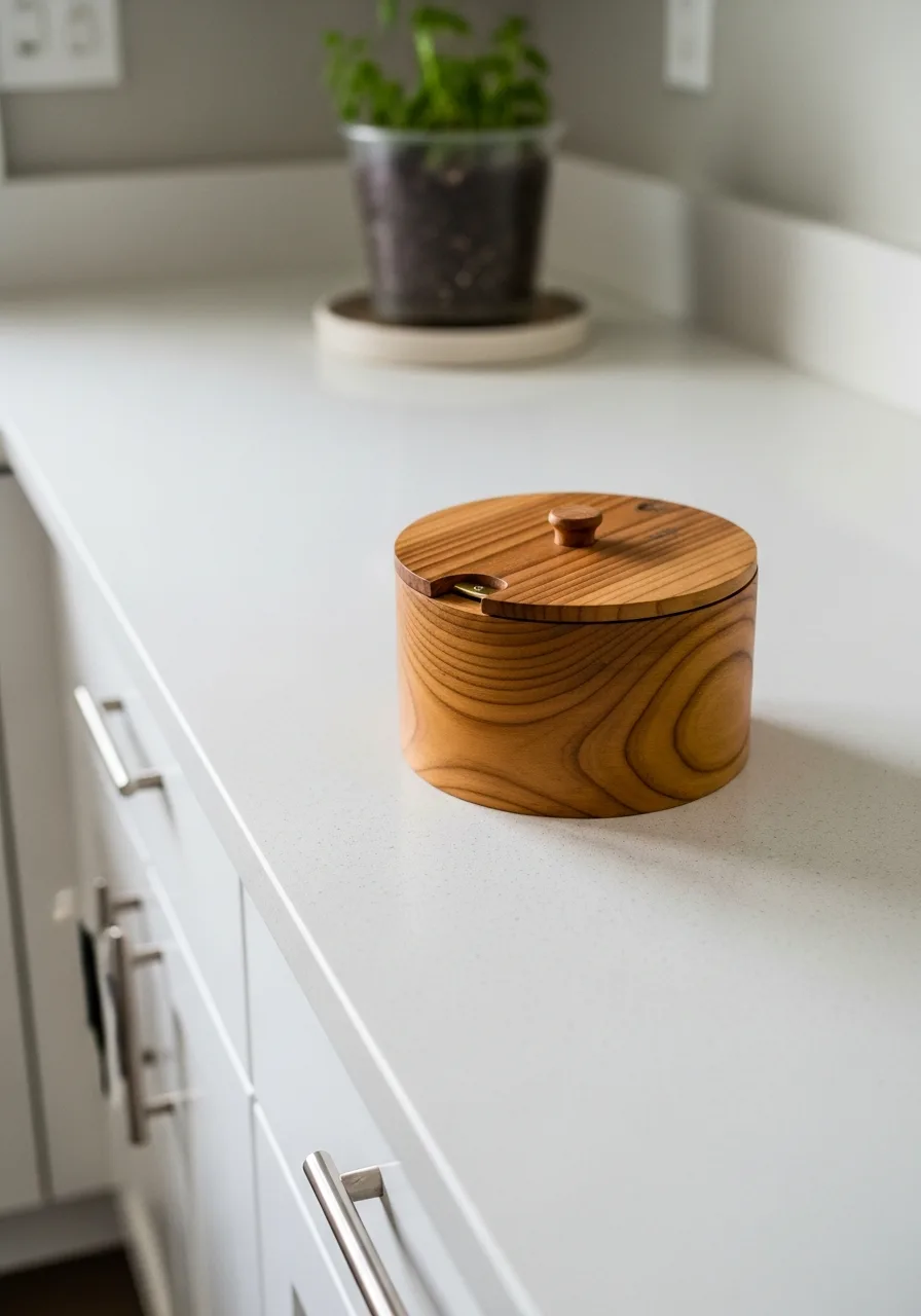 57. Teak Wood Salt Box