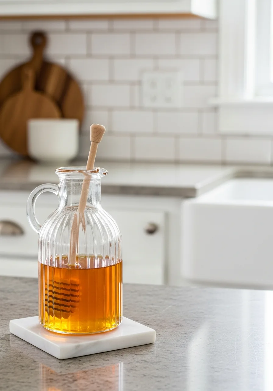 63. Fluted Glass Honey Decanter