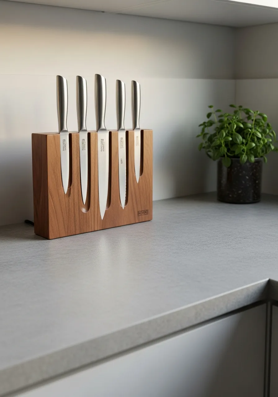 66. Walnut Magnetic Knife Block