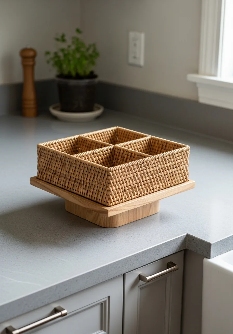 88. Rattan Woven Utensil Caddy